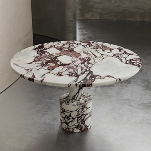 Phong cách công nghiệp Đỏ travertine vòng bàn ăn cho ngôi nhà hiện đại và nhà hàng đô thị - Product Image 6