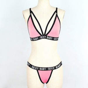 Conjunto de lencería sexy deportiva al por mayor 2026 para mujer, con letras y patchwork, lencería sexy para mujer, conjunto de tanga - Product Image 5