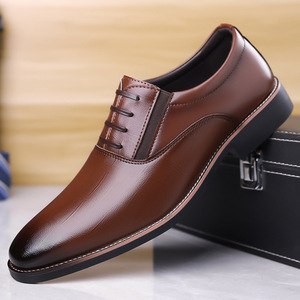 Chaussures habillées en cuir marron pour hommes, à lacets, pour le bureau, les occasions formelles, taille 47 48, grandes tailles - Product Image 1