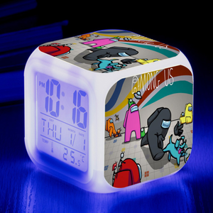 Réveil numérique LED coloré pour enfants, avec lumière nocturne, motif dessin animé mignon, périphérique de <span class=keywords><strong>jeu</strong></span> - Product Image 3