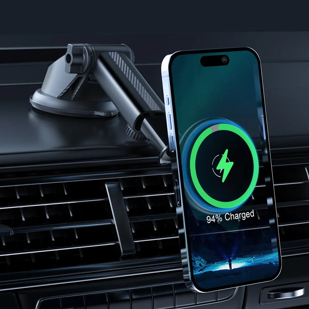 15W hızlı şarj mıknatıslı araba Dashboard cam cep telefon tutucu Magsafing araba manyetik telefon dağı için kablosuz şarj