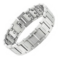 Pulsera Magnética de Tres Filas de Acero Inoxidable Ajustable de Alta Calidad para Alivio de la Fatiga, Joyería de Salud y Energía para Hombres