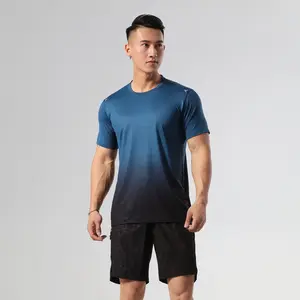 Logotipo personalizado 100% poliéster transpirable camiseta al por mayor sublimación de secado rápido de manga corta Fitness deportes al aire libre camisas Casuales