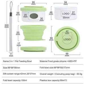 Poop çanta ile 3 in 1 silikon hayvan mama kabı açık seyahat gıda köpek kedi için su sebili besleyici gıda sınıfı katlanabilir kase - Product Image 6