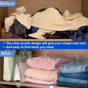 6 pak rak plastik bening akrilik pembagi lemari pengatur rak kayu lemari kamar tidur dompet baju penyimpanan - Product Image 5