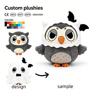 Peluche di Halloween Personalizzato, Gufo delle Nevi Paffuto da 15 Pollici con Copertura per la Testa, per Bambini di Tutte le Età - Product Image 1