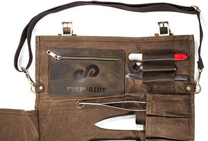 Water-Resistant Canvas Waxed Western Restaurant Chef Handheld Knife <b>Storage</b> <b>Bag</b> <b>Zipper</b> New Roll Knife <b>Bag</b> for Kitchen Use - Product Image 3