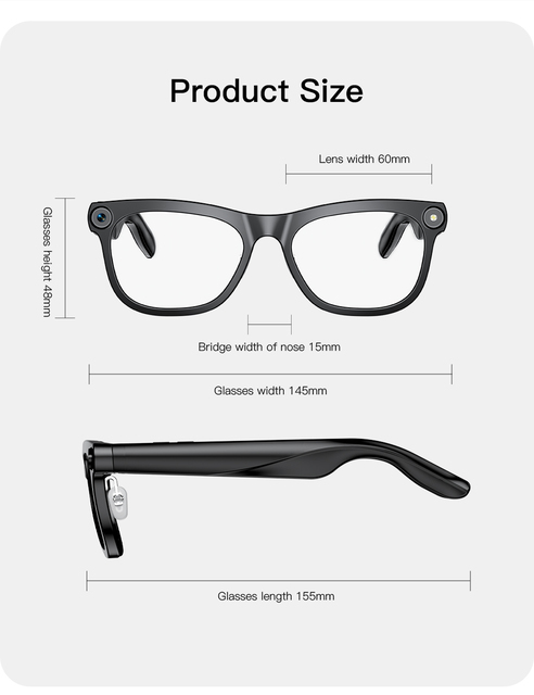 Business Smart Glasses 16GB Storage 290mAh Battery Hands-Free Call & Voice Control
