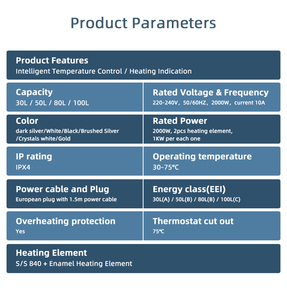 Calentador de Agua Eléctrico Inteligente Anto de 50L con Pantalla, Calentamiento Rápido para Cocina y Baño - Product Image 6