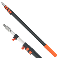Perche télescopique en aluminium avec clips de verrouillage orange, perche d'extension universelle avec embout à vis métallique, poignée confortable pour le nettoyage léger