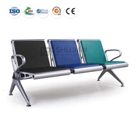 Chaises de salle d'attente d'hôpital 3 places, sièges en tandem pour aéroport, en cuir PU, pieds en acier inoxydable, usine certifiée ISO