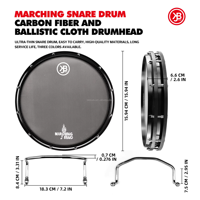 Tambour de marche Beatello professionnel, instrument de percussion, 14 pouces, ultra-fin, noir, portable, facile à transporter