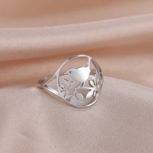 Vogel Verlaat Rvs Ringen Voor Vrouwen Meisje Sieraden Goud Kleur Dier Vingerringen Feest Verjaardagscadeau Trend - Product Image 6