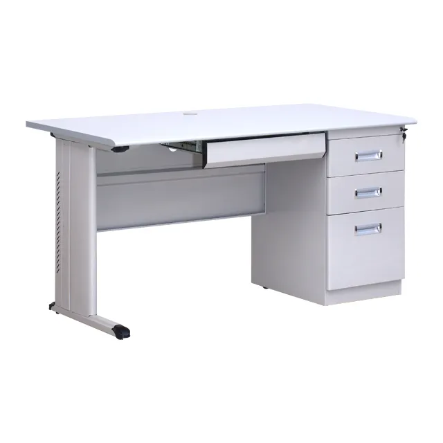 Luoyang — petit bureau pour ordinateur portable, couleur Blue, avec 3 tiroirs, en métal blanc