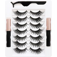 Kit de cils magnétiques épais effet œil de chat, faits à la main, professionnels, haute qualité, plusieurs paires, avec eye-liner magnétique invisible réutilisable