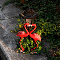 Rosa Flamingo-Paar Harz-Skulptur mit Blumensockel, Romantische Gartendekoration für Außenterrassen, Jubiläumsgeschenk