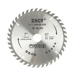 Lame de scie ZHCY T.C.T 7 pouces 40T pour la découpe de bois composite, accessoire pour meuleuse d'angle - Product Image 1