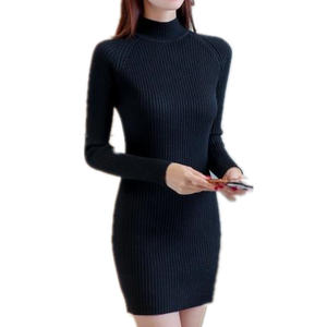 Femmes Style coréen long <span class=keywords><strong>mi</strong></span>-long basique <span class=keywords><strong>pull</strong></span> automne hiver Slim Fit tricots demi col roulé <span class=keywords><strong>robe</strong></span> moulante Style tissé - Product Image 5