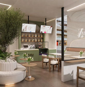 Diseño Interior Moderno para Cafetería, Servicio de Mobiliario Comercial Personalizado, Decoración Elegante en Tonos Verdes para Tienda de Café - Product Image 2