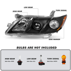 Phare avant LED halogène pour Toyota Camry 2007-2009, boîtier noir avec réflecteur ambre, puissance 70W, accessoire d'éclairage <span class=keywords><strong>automobile</strong></span> - Product Image 5