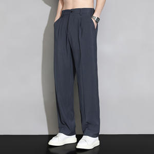 2024 nouvelle robe pantalon hommes été jambe droite lâche pantalons décontractés printemps et automne goutte <span class=keywords><strong>large</strong></span> jambe hommes costume décontracté pantalon - Product Image 2
