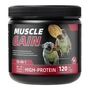 Suplemento 10 en 1 para Ganancia Muscular en Perros, Masticables Blandos con Alto Contenido de Proteínas, Aumentador de Peso, Constructor Muscular para Todas las Razas, Aminoácidos, Pollo, 120 Unidades - Product Image 1