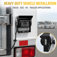 Caméra de recul chauffante anti-buée à écran divisé avec connecteur aviation 4 broches, étanche IP69K, vision nocturne pour camions, bus, camping-cars et remorques
