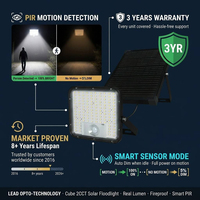 Projecteur LED solaire extérieur IP65, 150LM/W super lumineux, différents modes de fonctionnement pour l'éclairage extérieur des murs, des jardins, des fermes