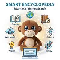 Peluche singe multilingue, contrôle par application intelligente, dialogue IA 4G, jouet éducatif en peluche, lavable, OEM, unisexe, Cuteyeah