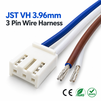 Câble personnalisé JST VH 3,96 mm de pas, 3 broches, assemblage de faisceau de câbles 16AWG isolé en PVC, extrémités étamées bleues et brunes pour PCB