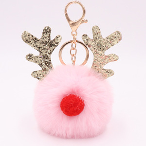 Dễ Thương Thỏ Lông Bóng Pom Pom Elk Giáng Sinh <span class=keywords><strong>Keychain</strong></span> Mềm Cao Su <span class=keywords><strong>Keychain</strong></span> Tùy Chỉnh Cho Trang Trí Túi Chuỗi Keyring Bán Buôn - Product Image 5