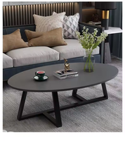 Table basse en ardoise de style italien, moderne, luxe léger, tendance, pour salon, petit appartement, forme ovale, mobilier pour maison de location