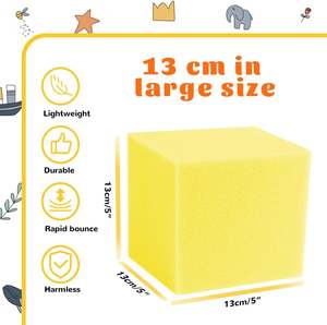 24 cubes en <span class=keywords><strong>mousse</strong></span> 5"x5"x5" - Ensemble de blocs à empiler souples pour jeux d'intérieur, trampolines, parkour, sports d'action (Rose/Jaune) - Product Image 2