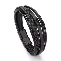 Bracelet en cuir tissé ethnique pour homme, avec boule en alliage, cadeau d'anniversaire