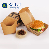 Cajas de papel de hamburguesa de comida personalizada reciclable Caja de hamburguesa de papel Kraft degradable