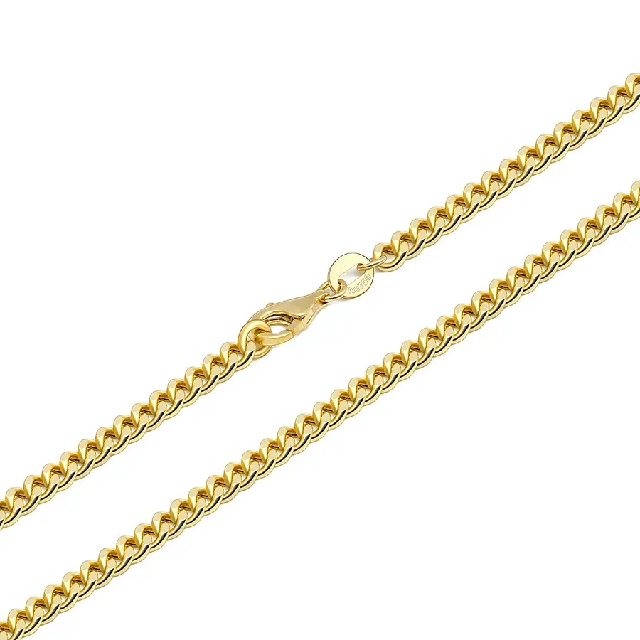 Au750 Baru Halus Asli Emas Solid Kalung 18K Emas Murni Rantai untuk Pria 3Mm Curb Kuba Link Permanet Perhiasan Rantai Grosir