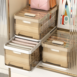 Clothing Organizer Plastic <b>Storage</b> Box Rectangle 40x25x20cm Layered For Pants <b>Clothes</b> Home Use - Product Image 4