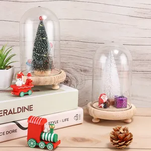 Kerstcadeaus Met Kleurrijke Lichten Glazen Koepel Bestverkopende Kerstboom Custom Groothandel Glazen Koepel