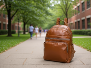 Zaino da donna in vera pelle, tinta unita, di media capacità, con chiusura a cerniera, tracolla, per uso quotidiano, adatto a tutte le stagioni - Product Image 2