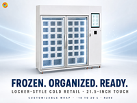 Armoire distributrice de produits surgelés, style casier, -18 à -20°C, réglable, gaz écologique R290, pour cantine de magasin