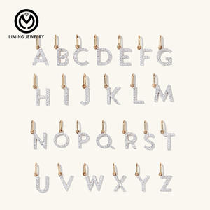 AP025 Bijoux de mode personnalisés DIY, pendentif en argent sterling 925 avec zircon, 26 lettres, pour collier, anniversaire de la mère - Product Image 1