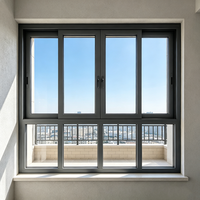 Ventana Corredera de Balcón de Aluminio Negro con Rotura de Puente Térmico, Multipanel, Tamaño Personalizado, Directo de Fábrica
