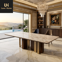 Table à manger rectangulaire de luxe moderne en marbre blanc turc, grande taille, pour 8, 10 ou 12 personnes, style européen, idéale pour villa, vente en gros