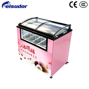 Présentoir commercial réfrigéré pour glaces, petit réfrigérateur, présentoir pour yaourts glacés coupés en gros morceaux, glaces - Product Image 1