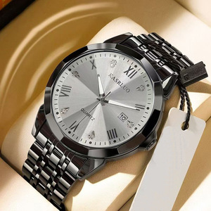 Montre de sport pour homme de haute qualité, bracelet en acier plaqué or, chronographe, tachymètre, fonction date, aiguilles lumineuses, montre à quartz - Product Image 1