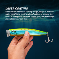 Leurre artificiel dur de surface Topwater Popper pour pêche en mer profonde, grandes vagues, pêche en bateau, traîne, surfcasting, 61g 15cm avec grelots