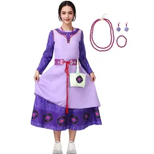 2024 New Party Dress Ups Halloween Costume Adult Princess Asha Costume With Accessories SZAC-001