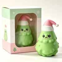 Jouet à presser Mignon Arbre de Noël avec Chapeau de Père Noël Rose, Jouet Anti-stress Doux et Moelleux, Cadeau de Noël pour Fêtes