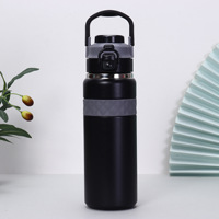 Bouteille d'eau isotherme réutilisable en acier inoxydable de 600 ml, tasse de bureau avec couvercle anti-fuite et poignée, maintien thermique de 6 à 12 heures