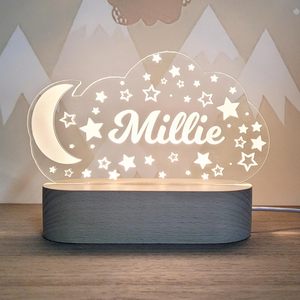 Nome personalizzabile luce notturna simpatici regali personalizzati per bambini nuvola farfalla luna e stelle per le aziende - Product Image 6
